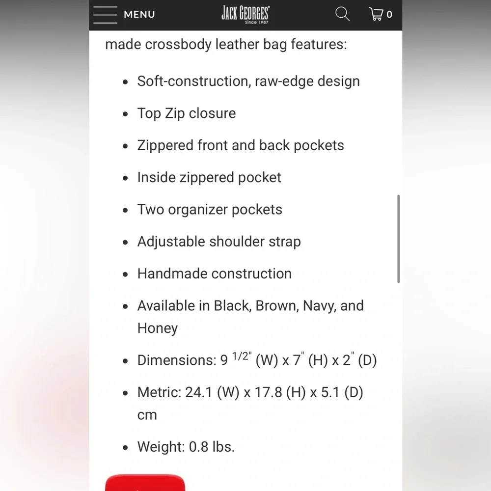 Jack Georges Brown Buffalo Leather Crossbody Bag - Picture 3 of 8